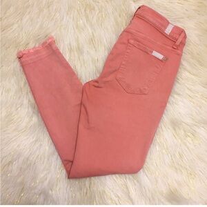 Stretch pink skinny ankle jeans